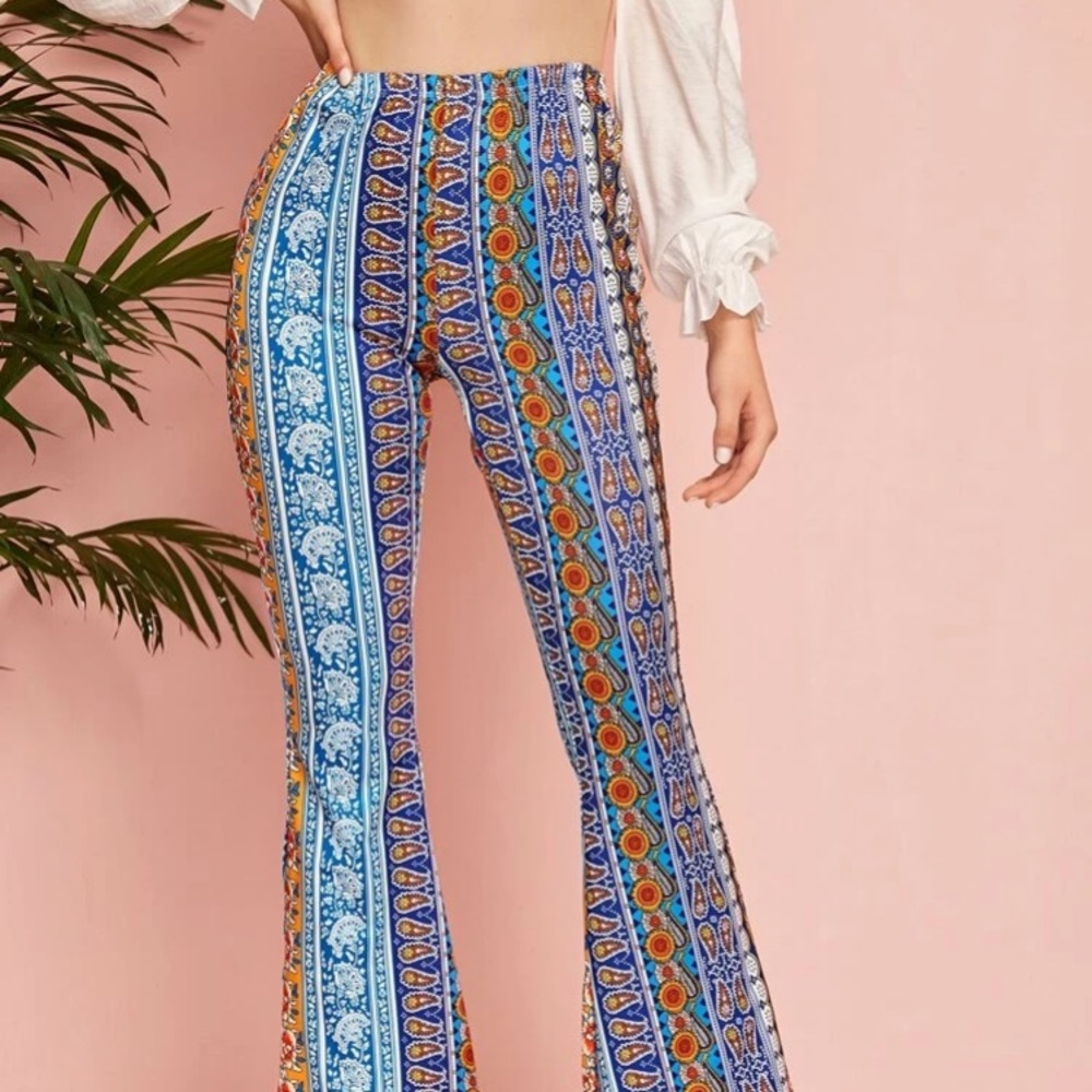 Tribal Print Flare Leg Pants